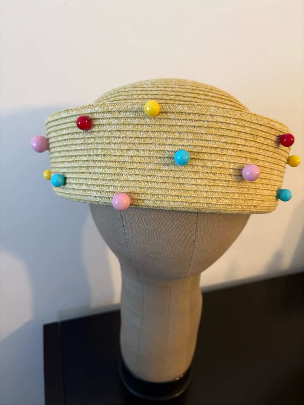 Fun ladies summer straw sailor hat with Colorful Bead Accents
